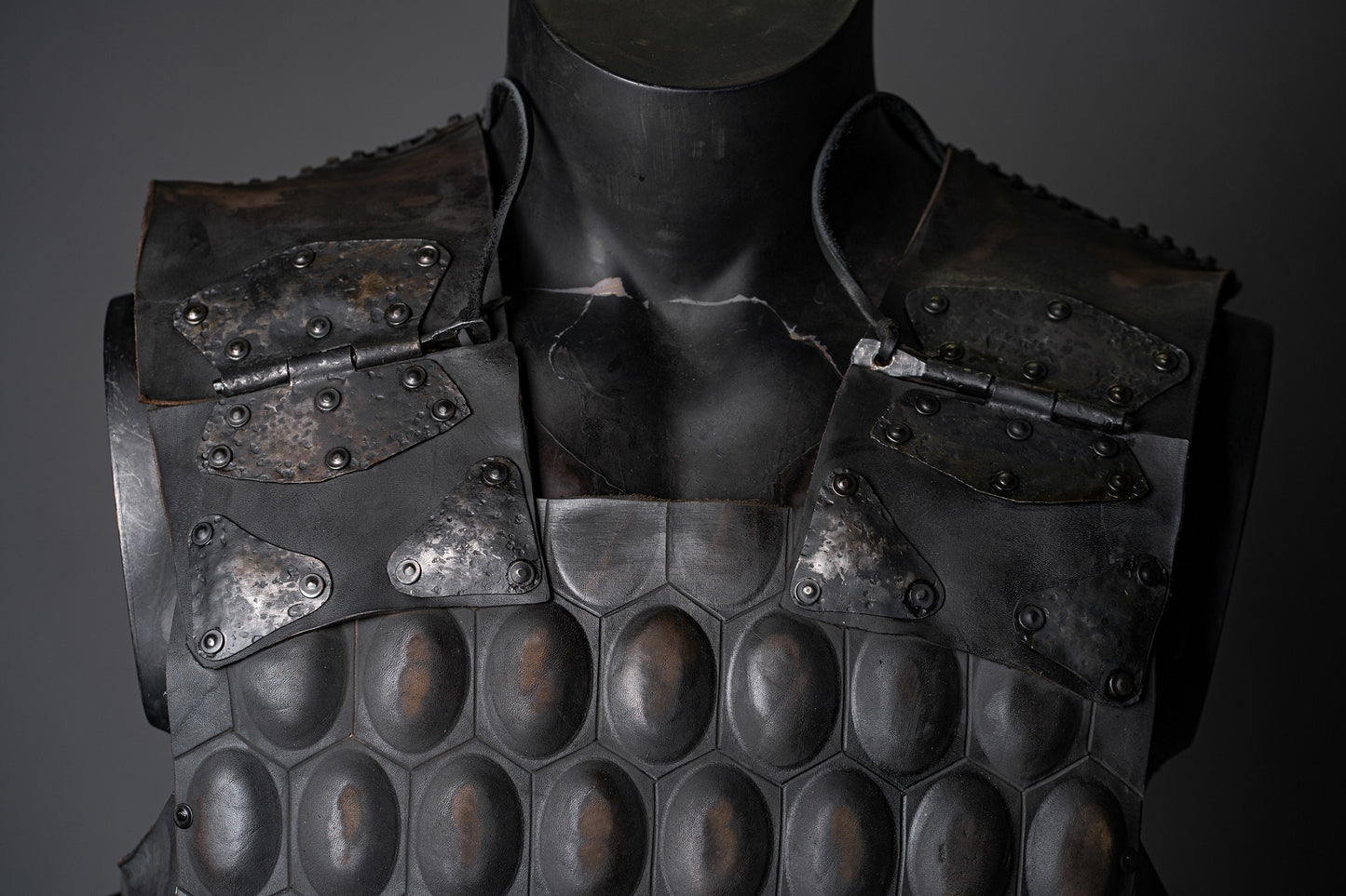 LARP leather cuirass with brass accents - SokolArmory
