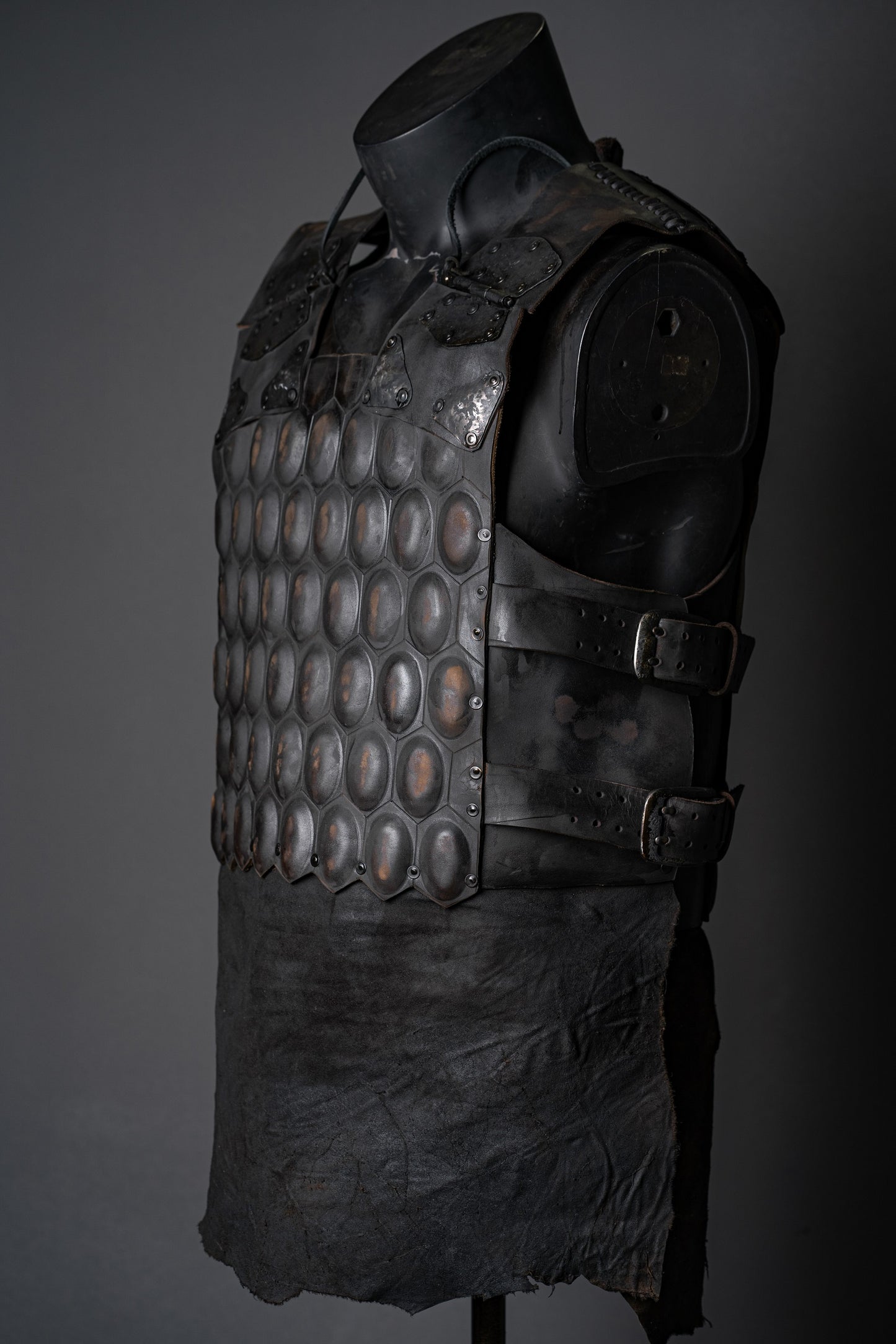 LARP leather cuirass with brass accents - SokolArmory