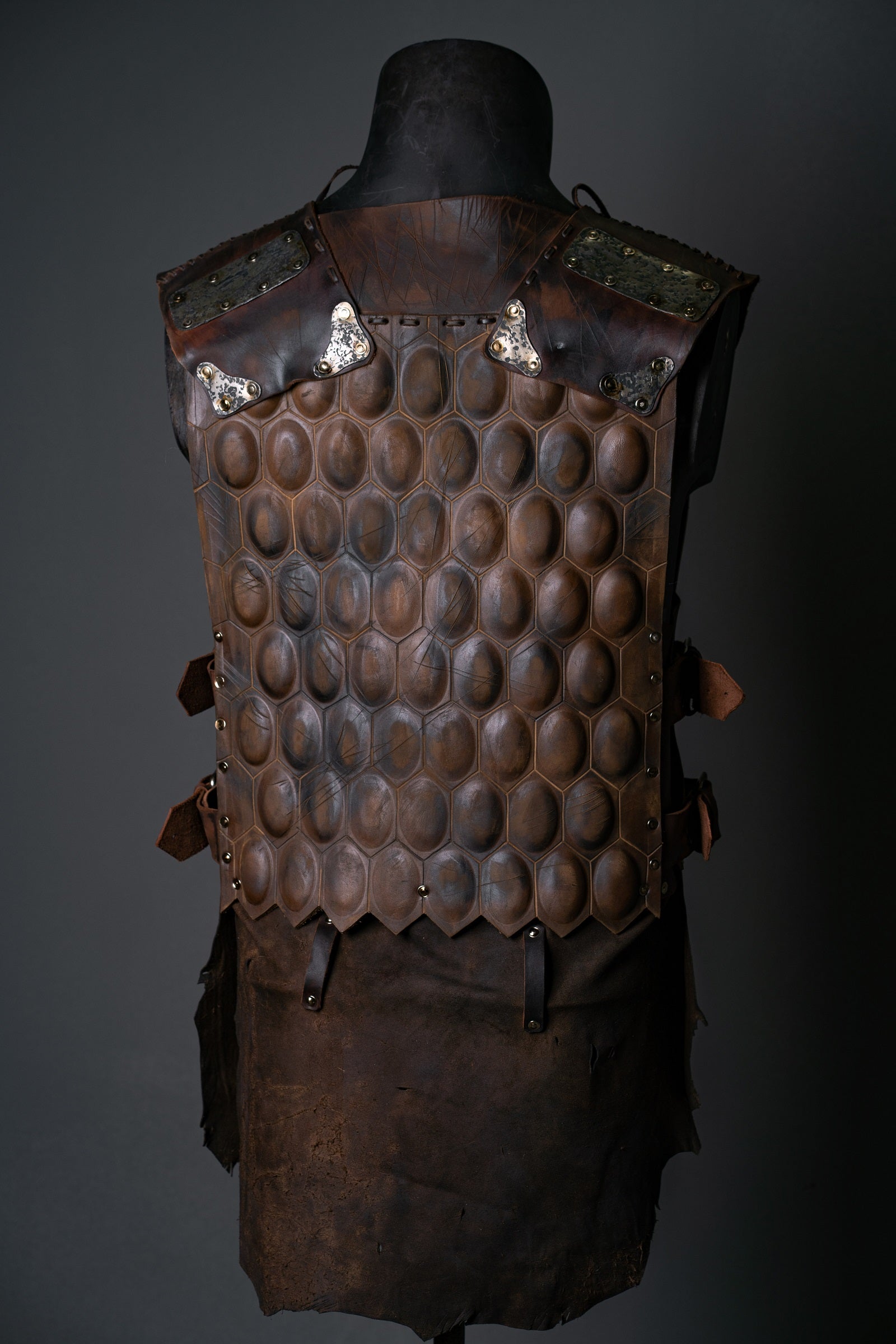 LARP leather cuirass with brass accents - SokolArmory