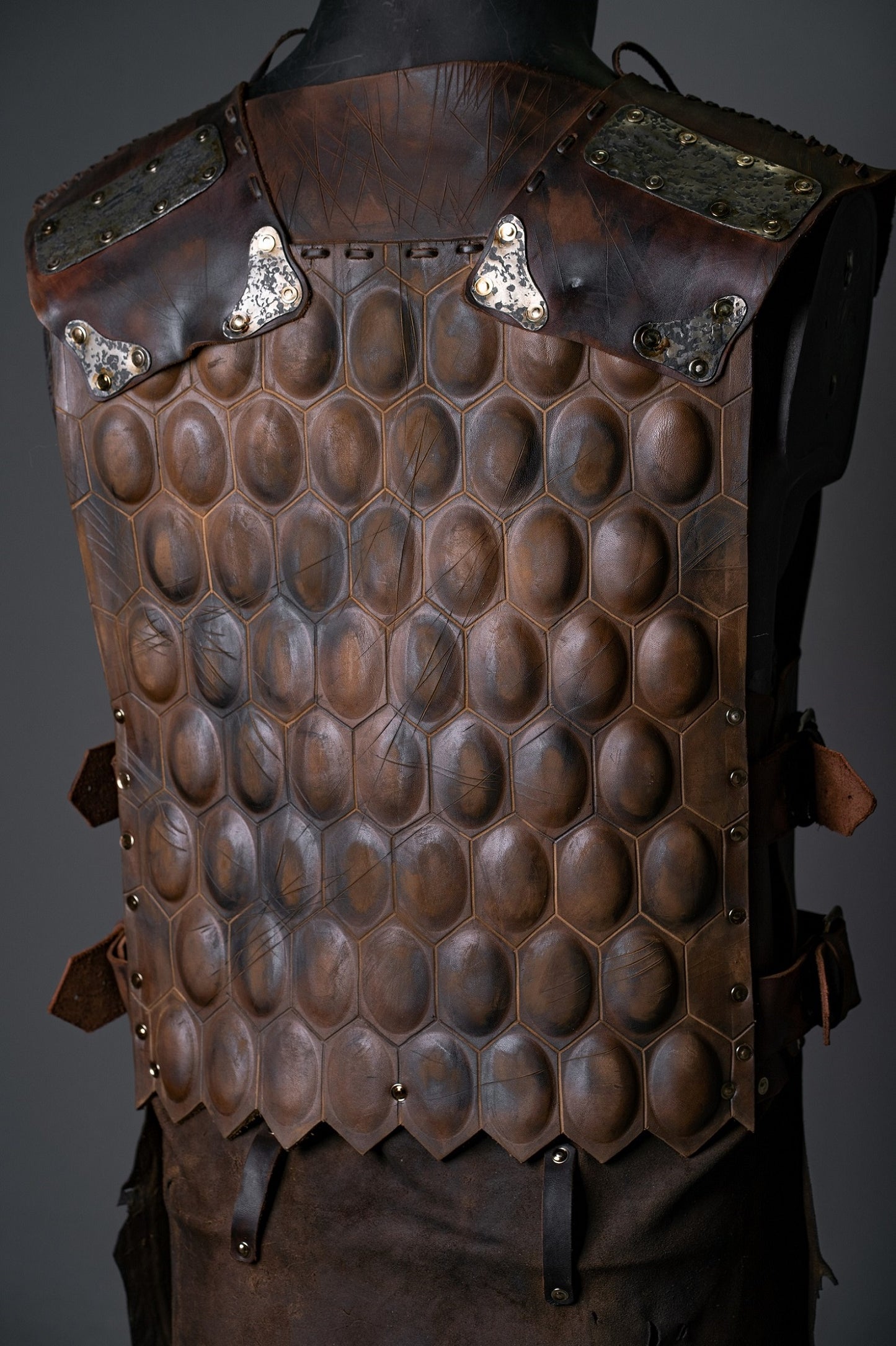 LARP leather cuirass with brass accents - SokolArmory