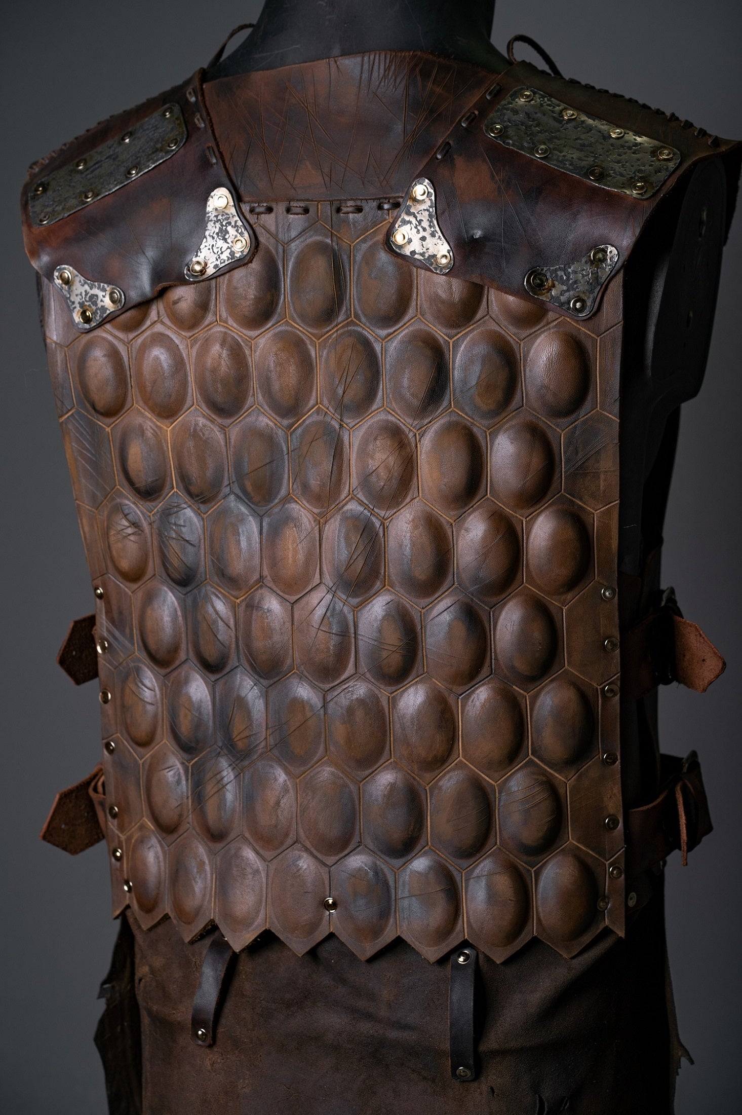 LARP leather cuirass with brass accents - SokolArmory