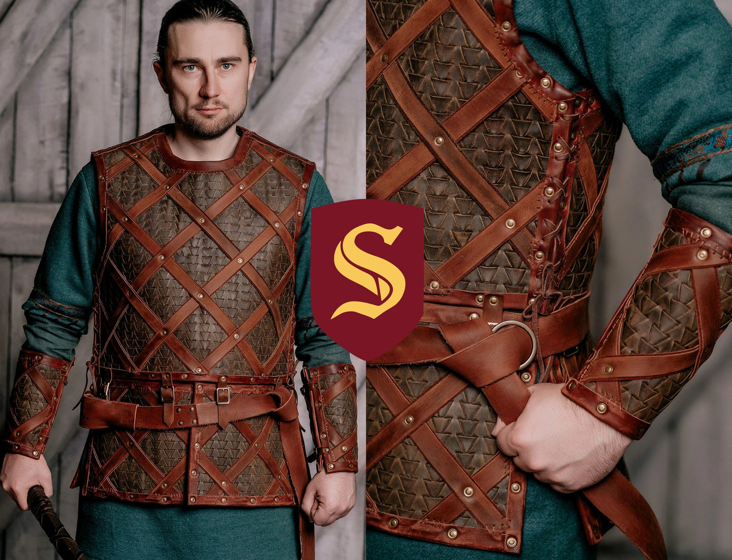 Ubbe costume (Vikings); body armor; shirt; pants; boots; medieval armor; viking armor; larp armour; leather armor men