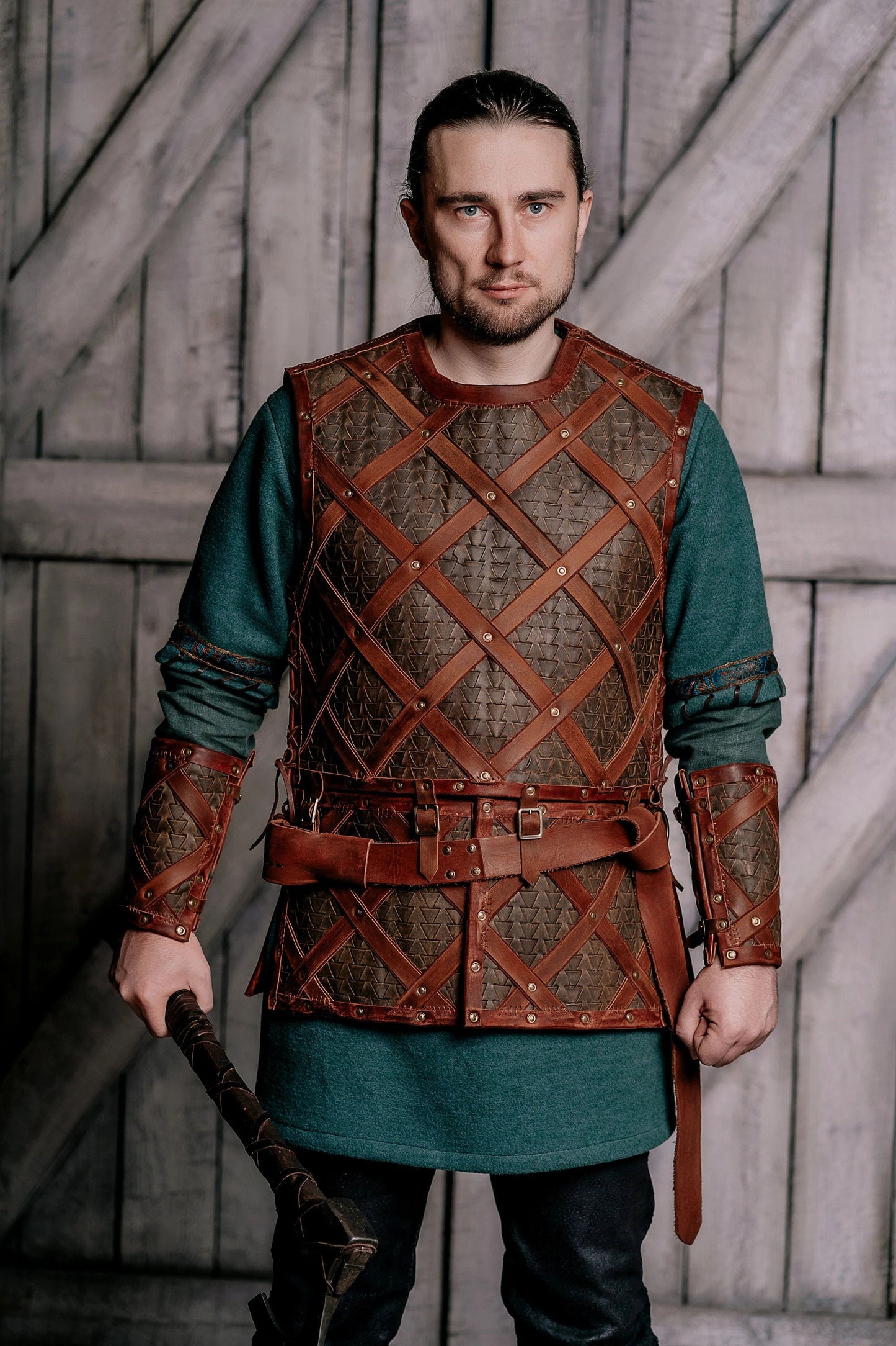 Ubbe costume (Vikings); body armor; shirt; pants; boots; medieval armor; viking armor; larp armour; leather armor men