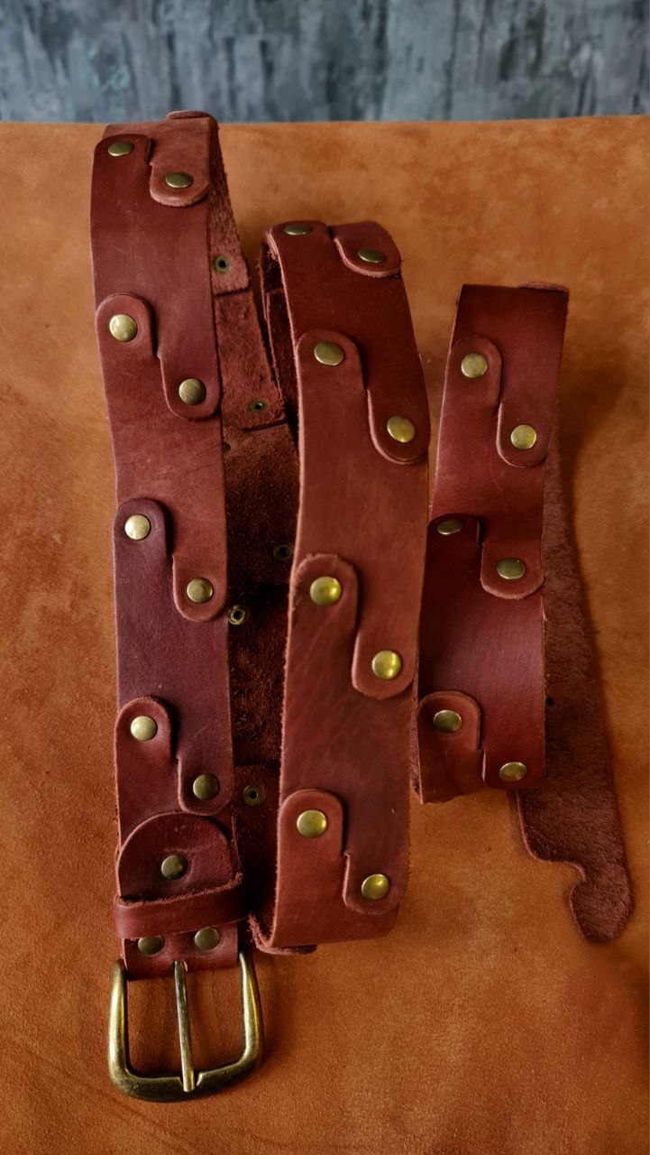 Men's brown belt "Dragon Scale" - SokolArmory