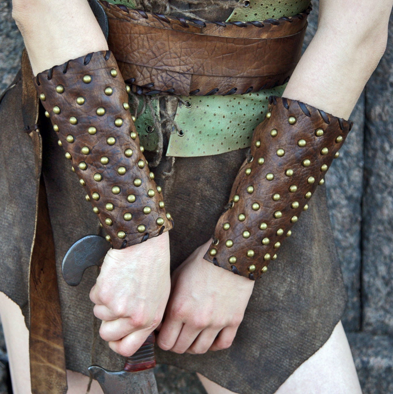 Medieval leather bracers for Larp