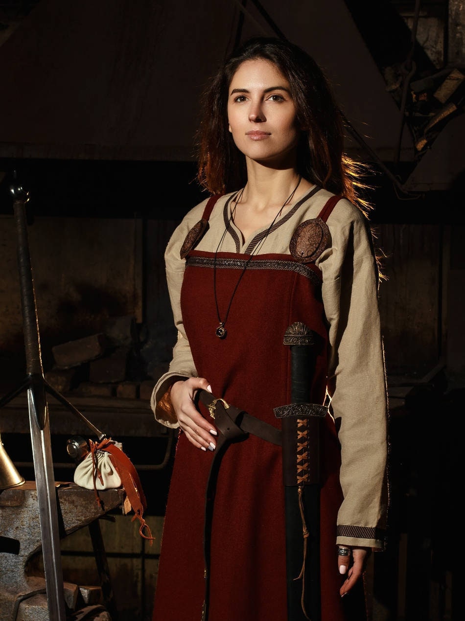 Viking red dress “Freya” - SokolArmory