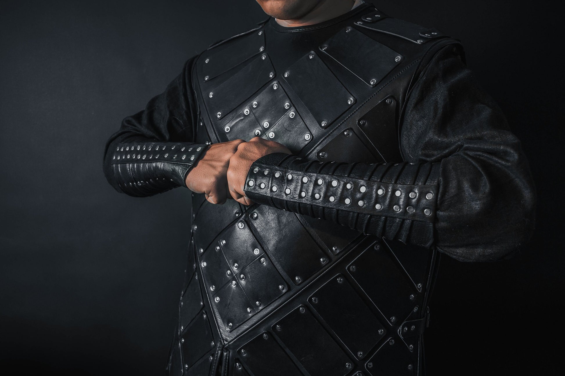 Medieval leather bracers with rivets - SokolArmory