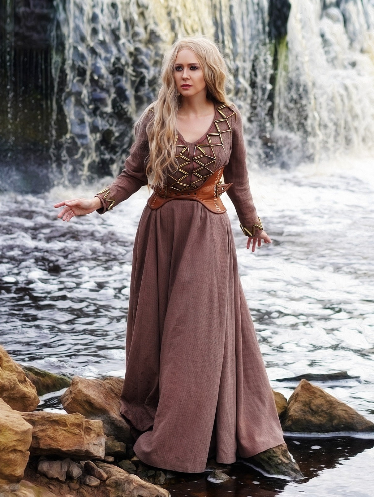 Viking dress “Aslaug” with belt - SokolArmory