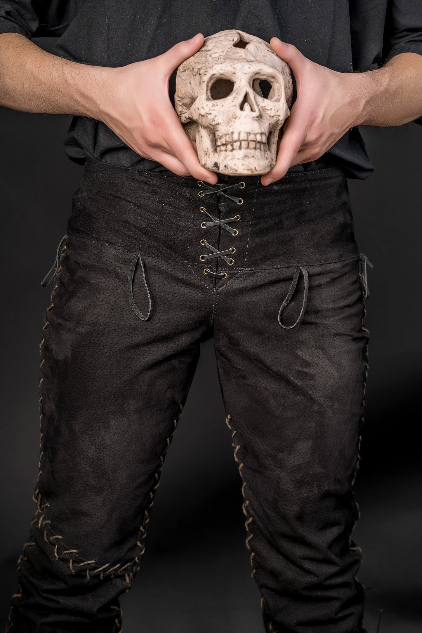 Viking black leather pants - SokolArmory