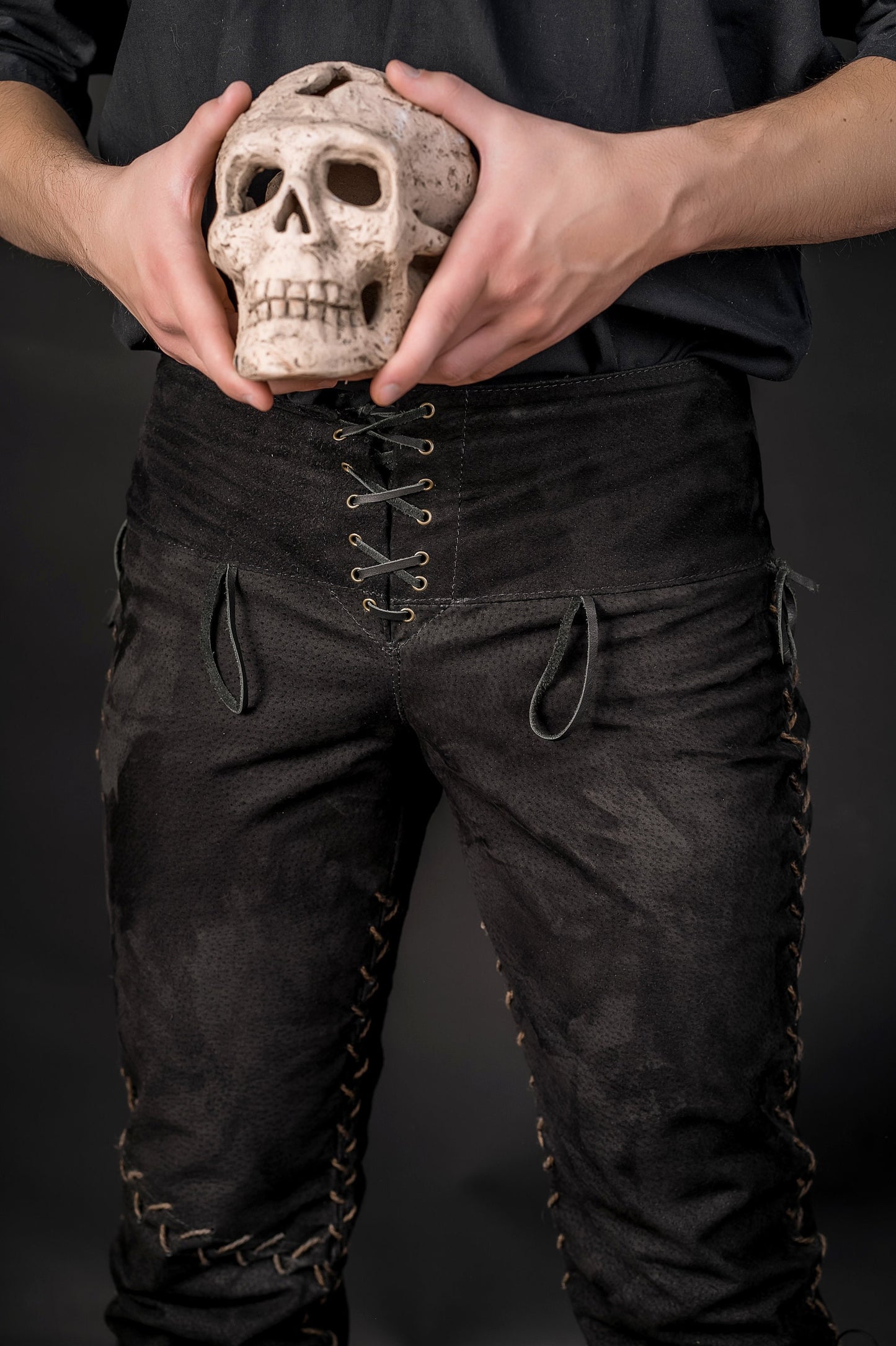 Viking black leather pants - SokolArmory
