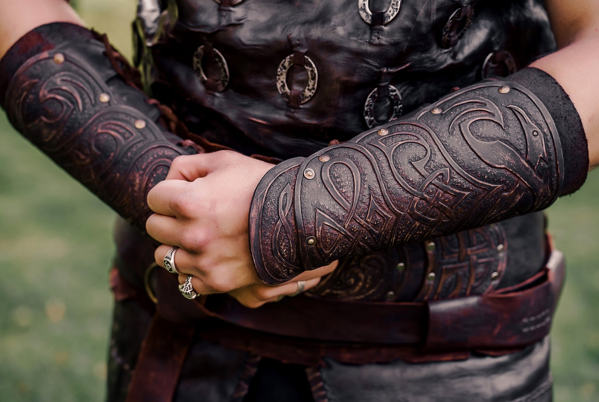 Medieval leather bracers for Larp - SokolArmory
