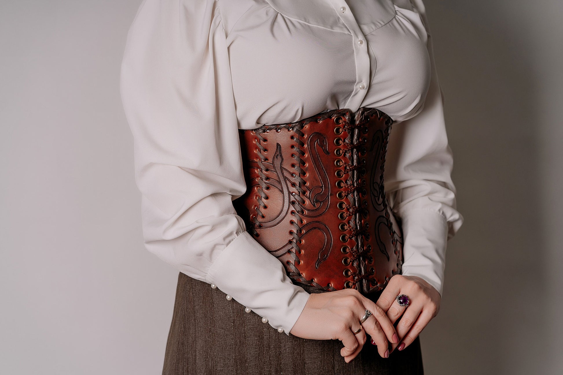 Leather corset belt “Lizaveta” - SokolArmory