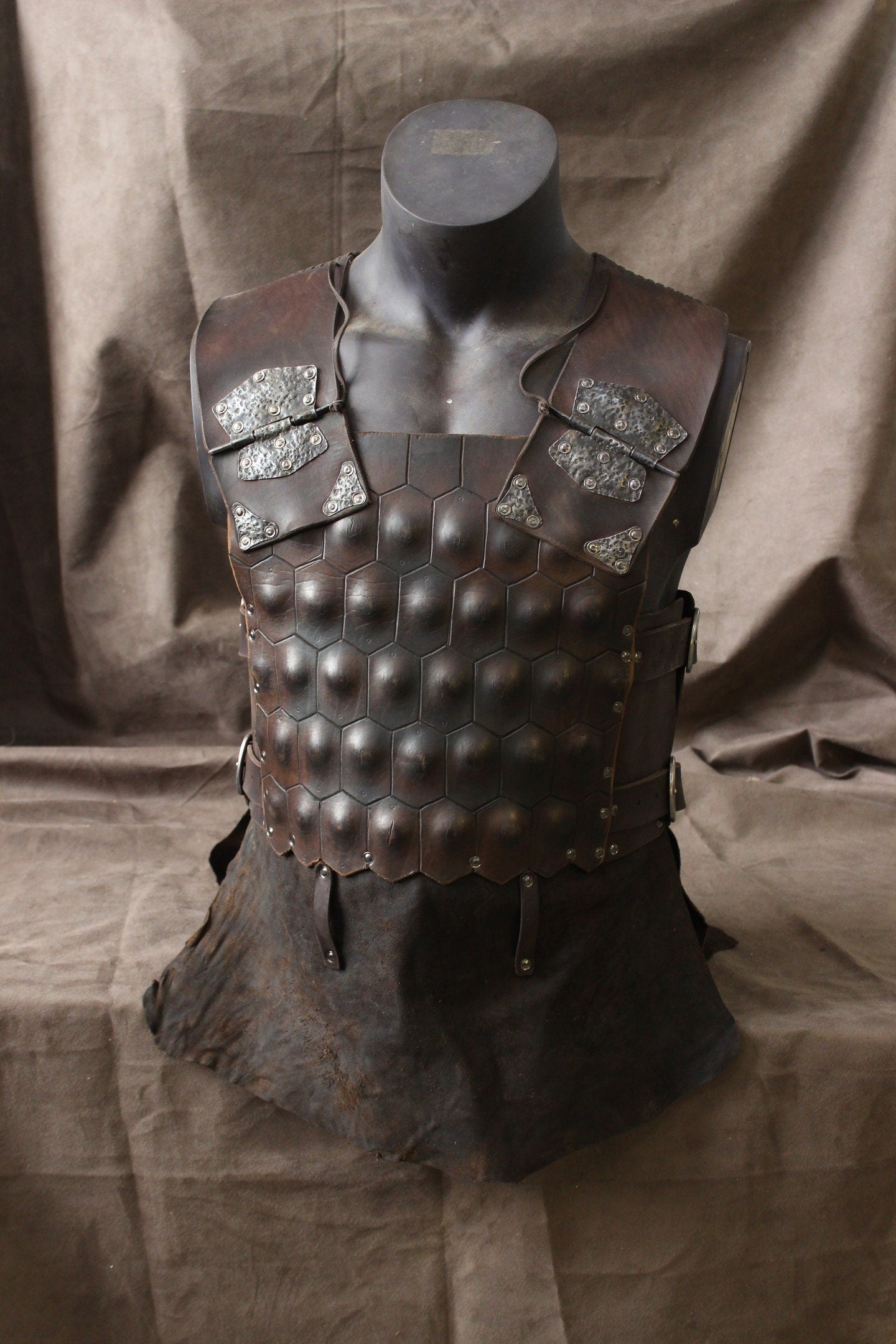 Viking Larp leather armor with brass accents / medieval unisex breastplate  / LARP Cosplay armor / viking costume / combat armour