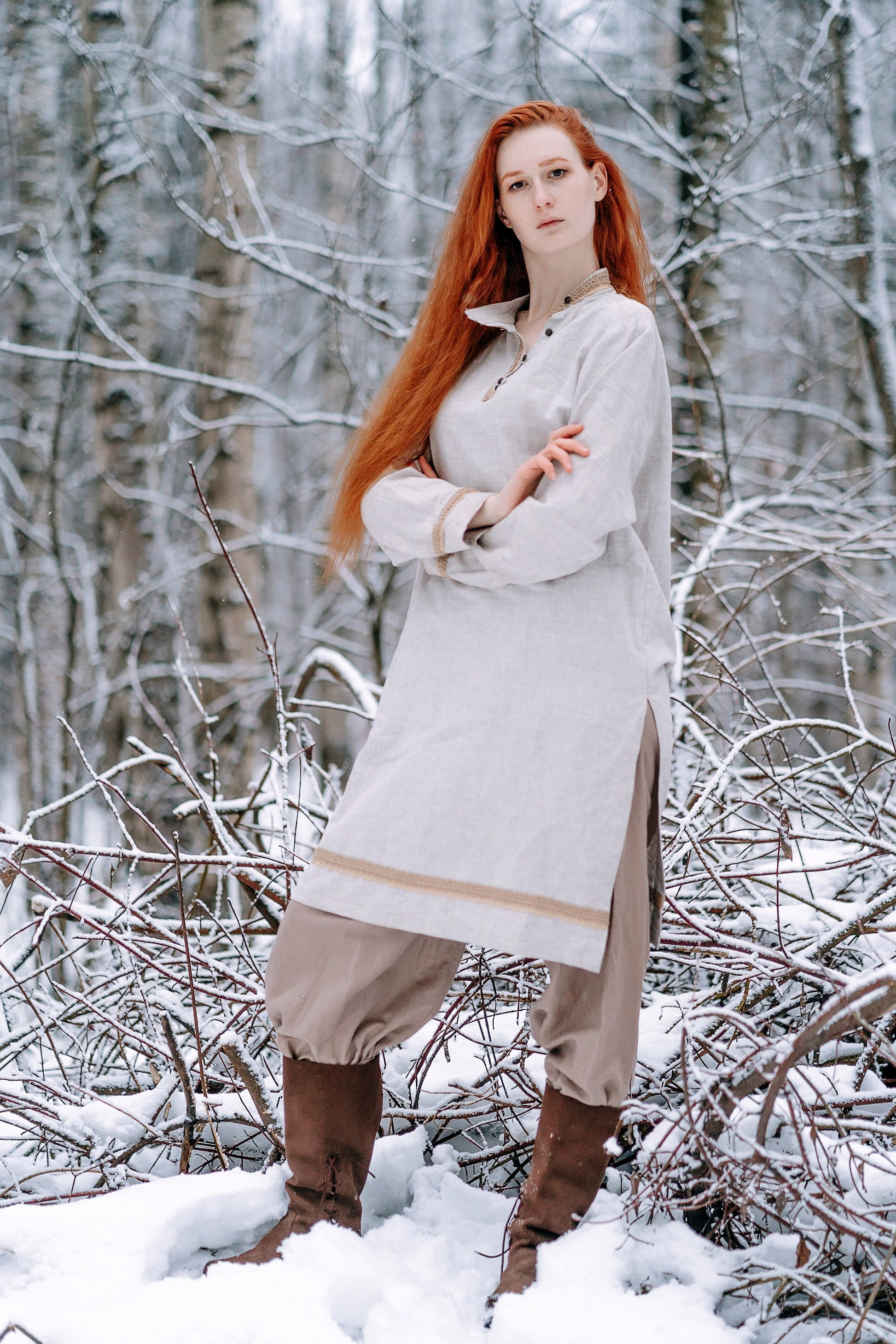 Medieval viking linen underdress "Olga" - SokolArmory