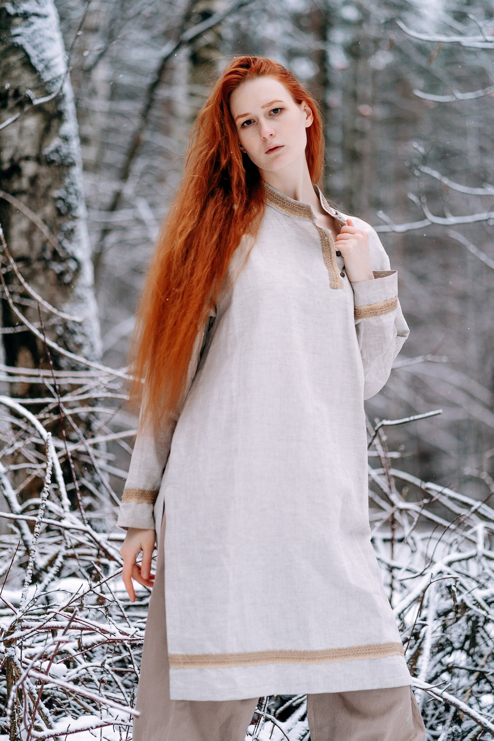 Medieval viking linen underdress "Olga" - SokolArmory