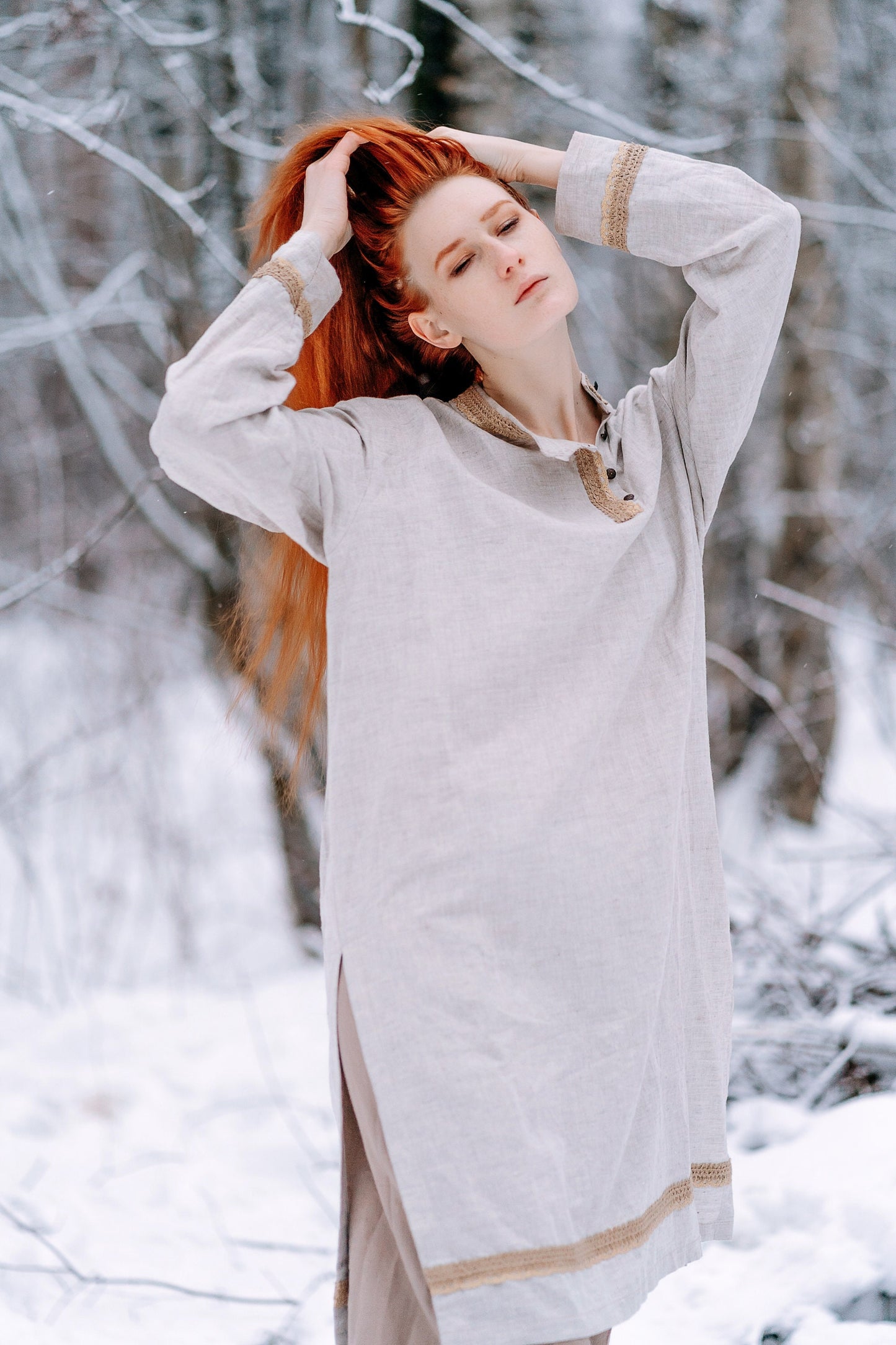 Medieval viking linen underdress "Olga" - SokolArmory