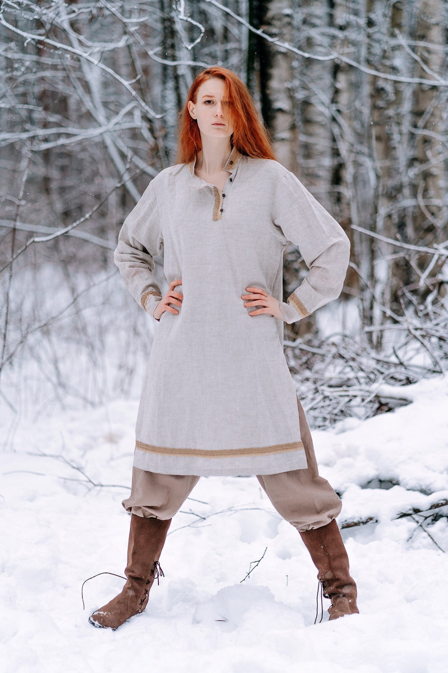 Medieval viking linen underdress "Olga" - SokolArmory
