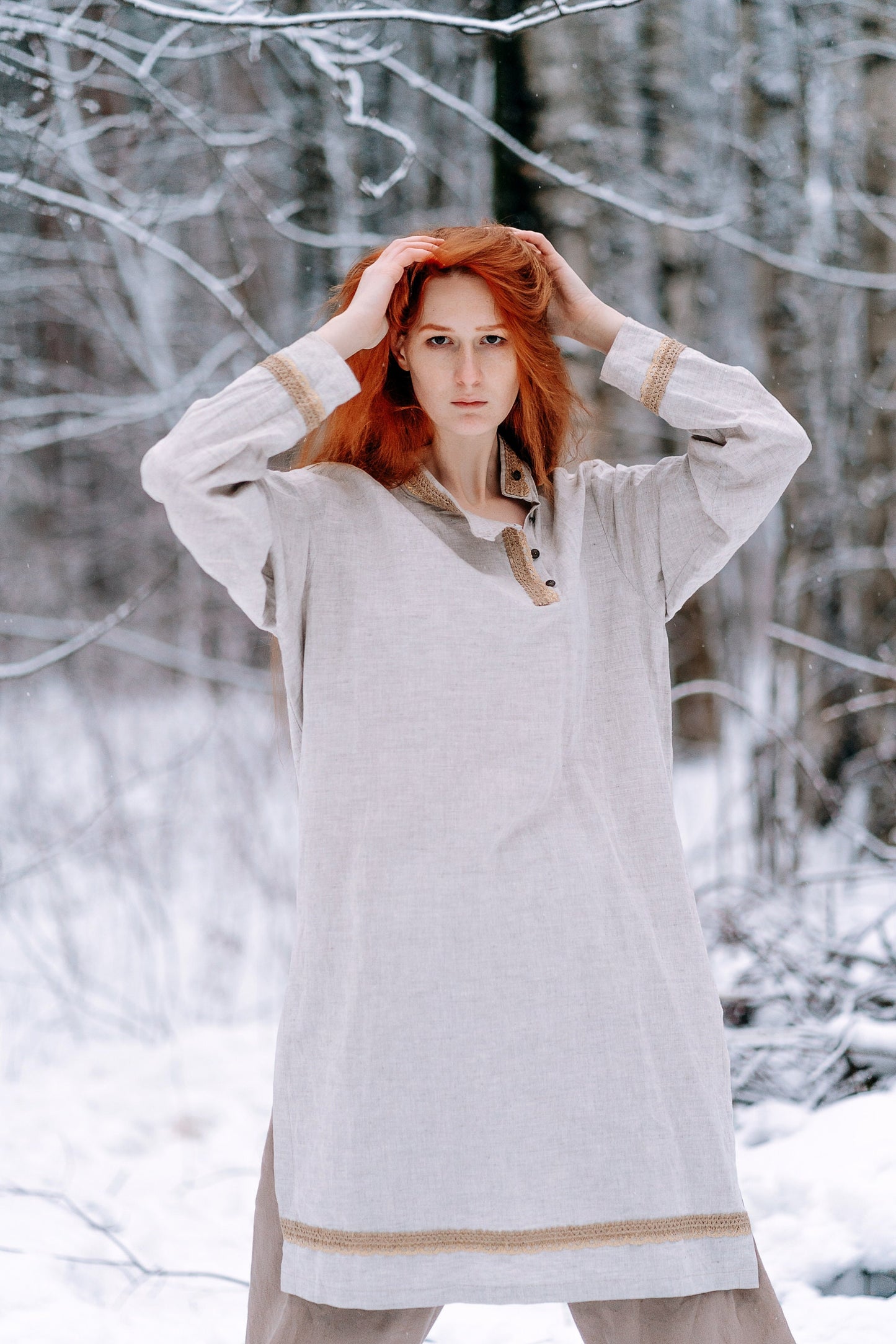 Medieval viking linen underdress "Olga" - SokolArmory