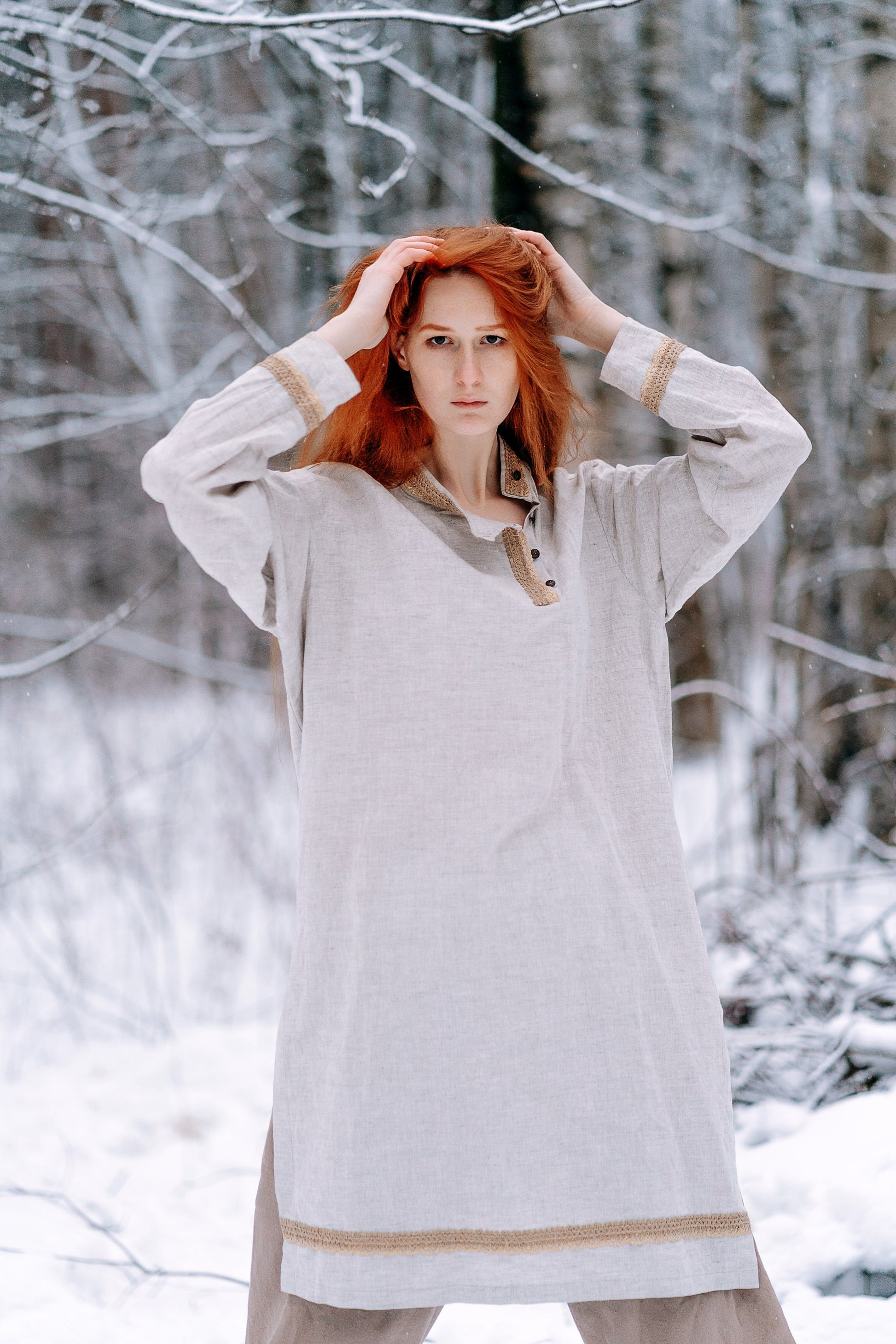 Medieval viking linen underdress "Olga" - SokolArmory