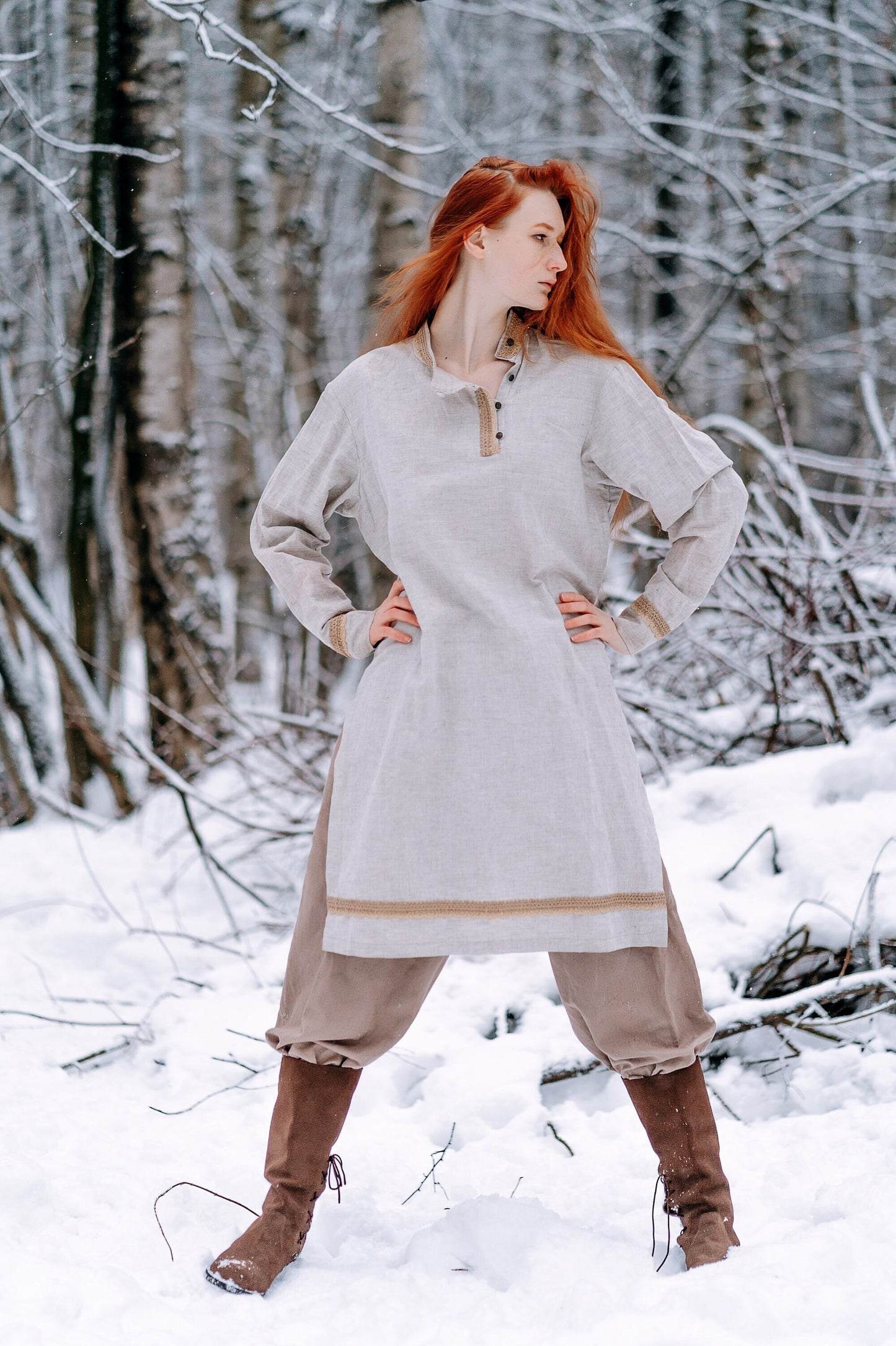 Medieval viking linen underdress "Olga" - SokolArmory