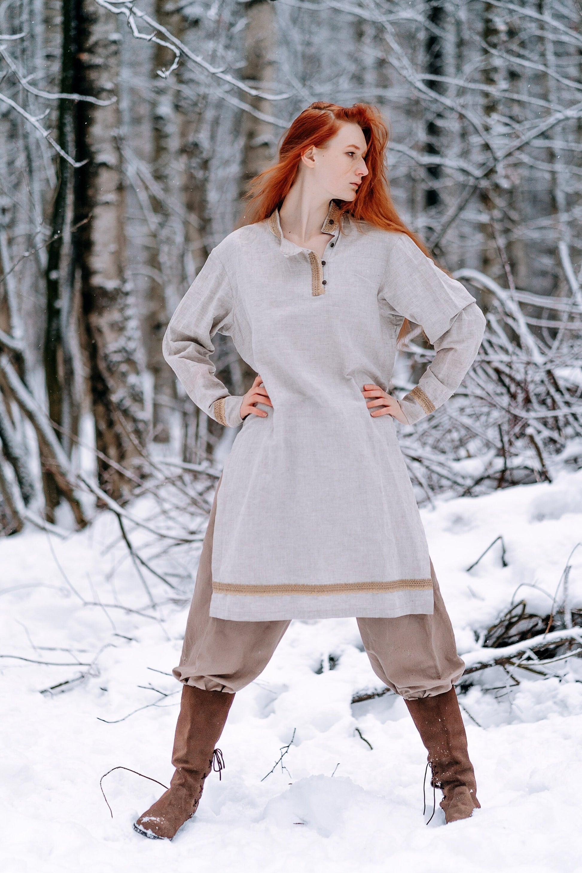 Medieval viking linen underdress "Olga" - SokolArmory