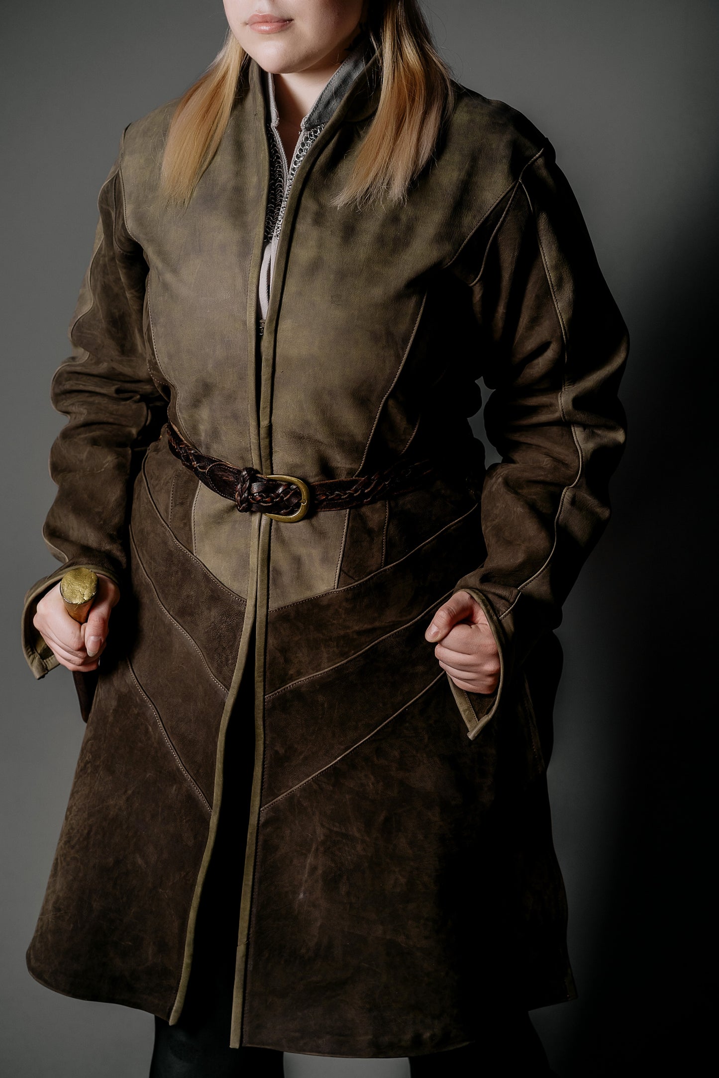Legolas-inspired long leather coat in Dark brown, view 1