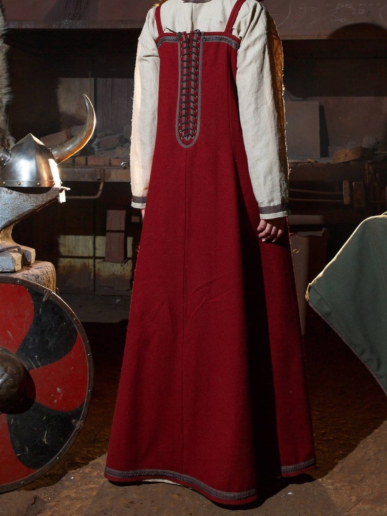 Lagertha-inspired Viking apron dress in Red, view 1