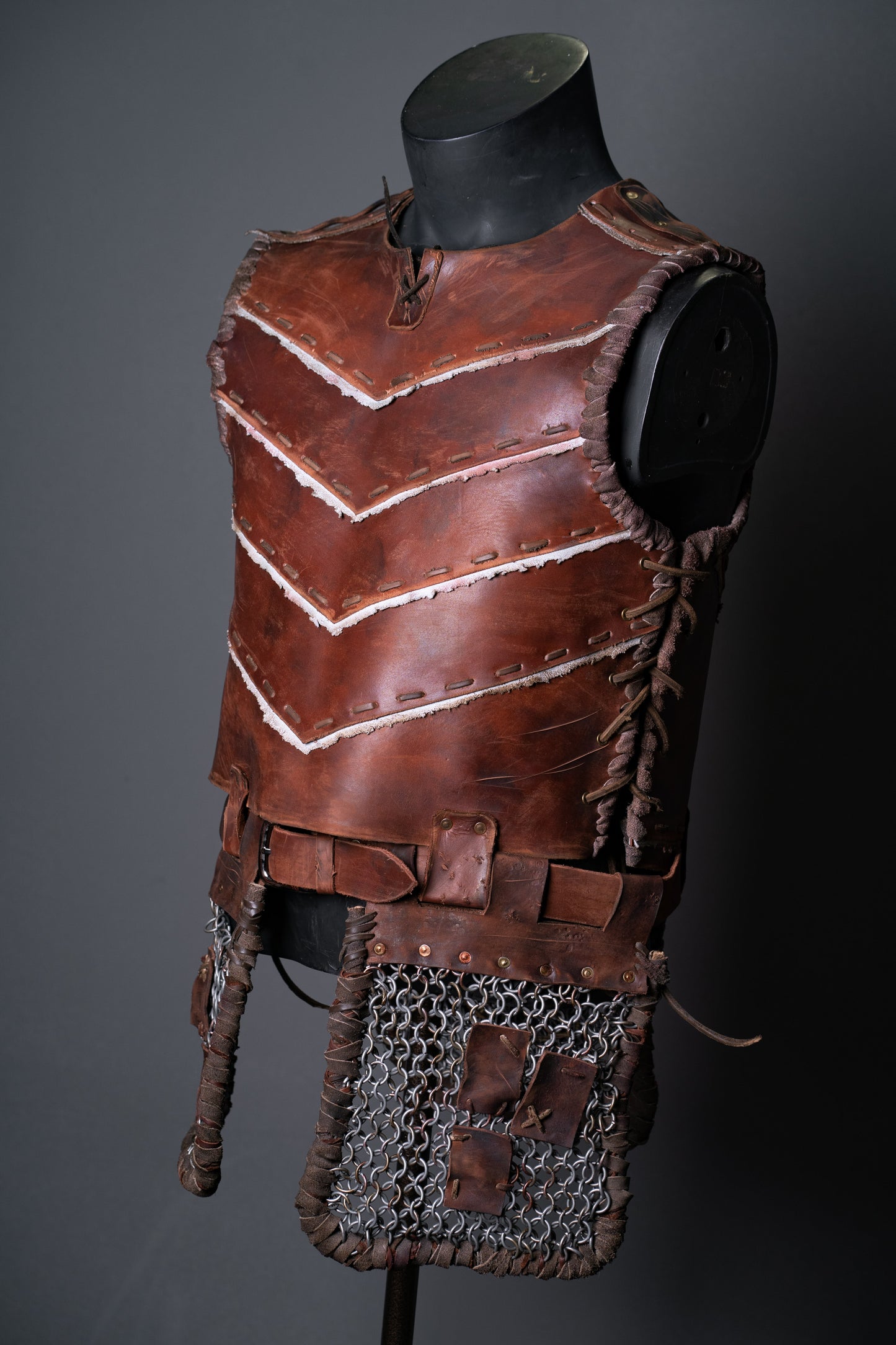Warlord leather cuirass / body armor in Dark brown, view 1