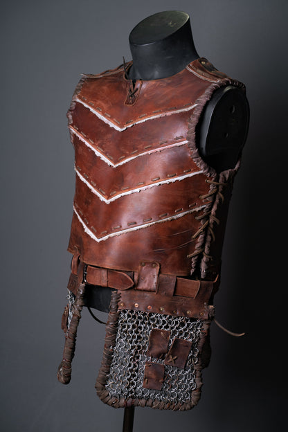 Warlord leather cuirass / body armor in Dark brown, view 1