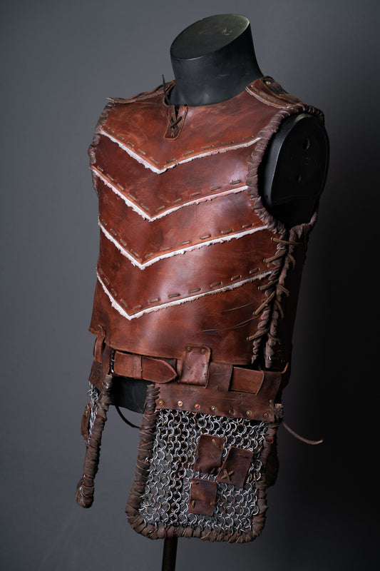 Warlord leather cuirass / body armor in Dark brown, view 1