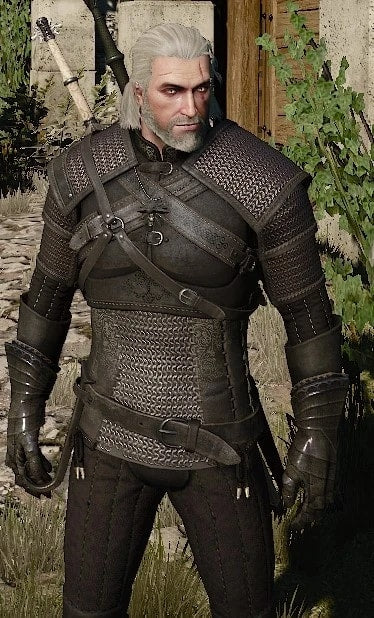 Witcher-inspired black fabric pants in Black, view 2