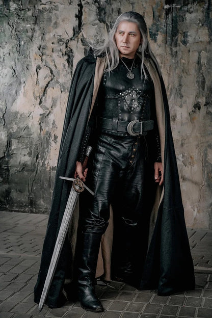 Witcher-inspired black leather pants in Black, view 2