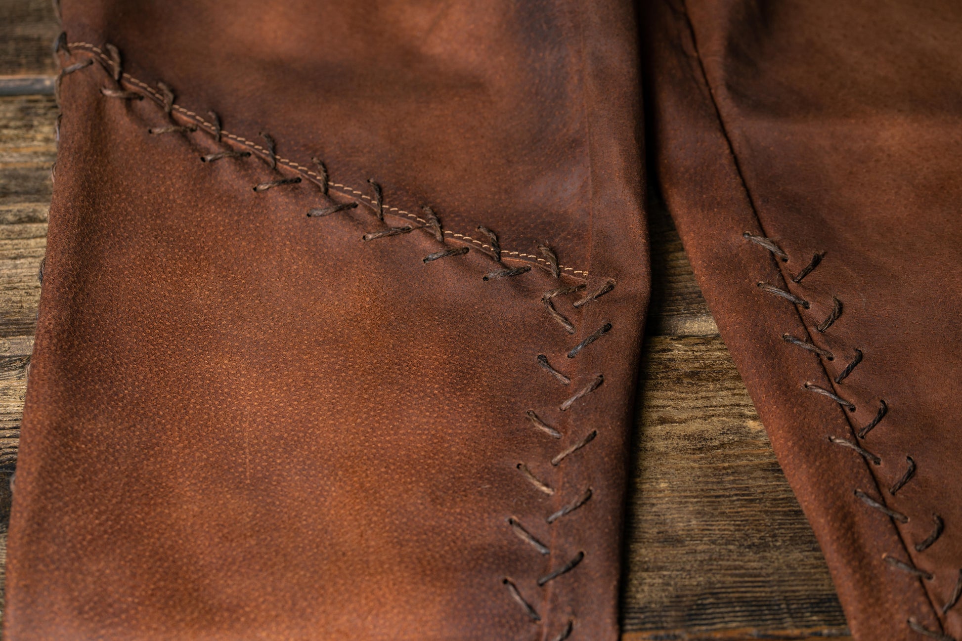 Ragnar-inspired brown leather pants in Brown, view 2