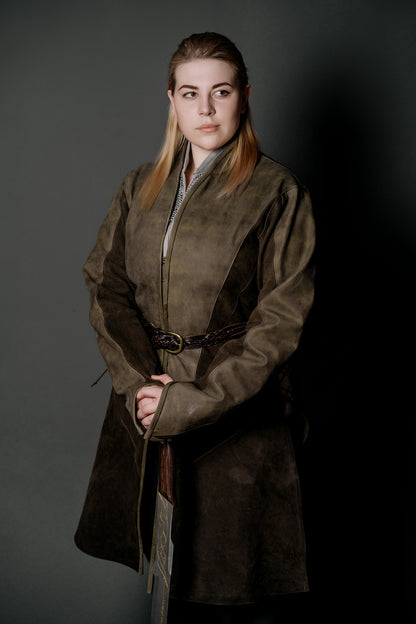 Legolas-inspired long leather coat in Dark brown, view 2