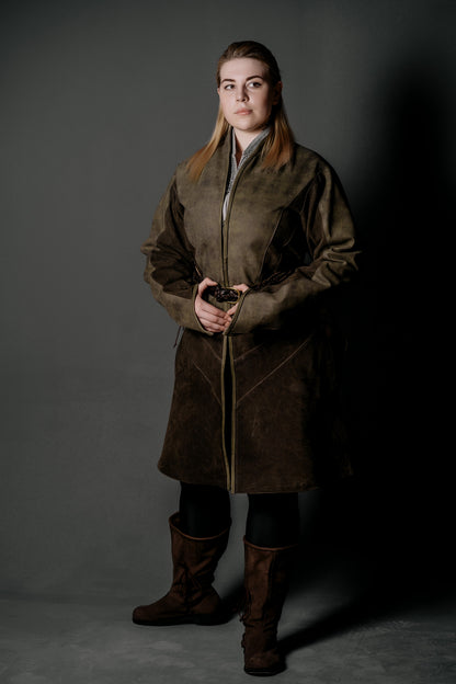 Legolas-inspired long leather coat in Dark brown, view 3