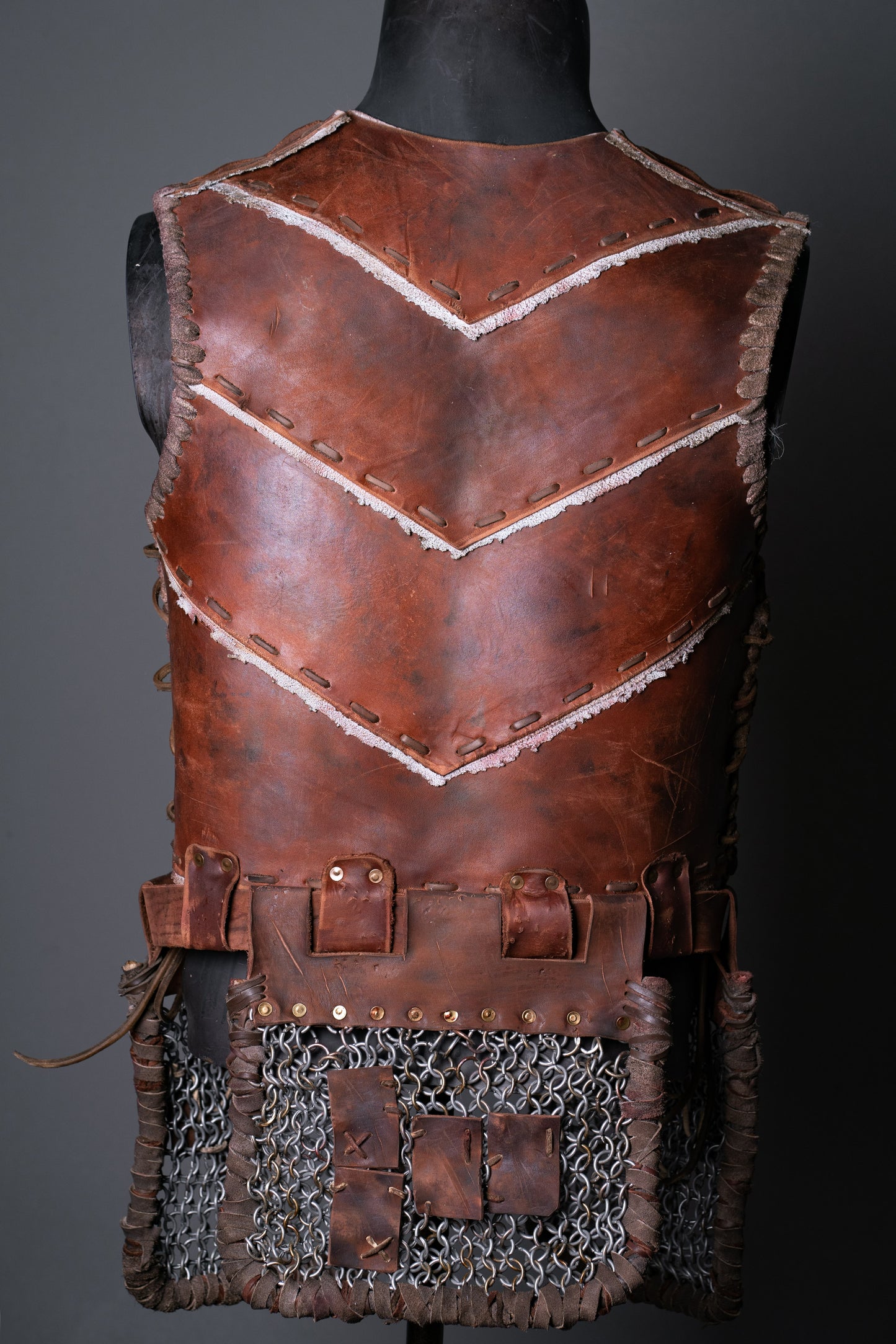 Warlord leather cuirass / body armor in Dark brown, view 4