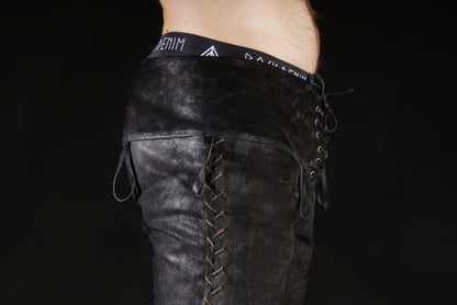 Ragnar-inspired black leather pants in Black, view 4