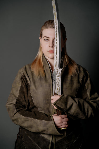 Legolas-inspired long leather coat in Dark brown, view 4