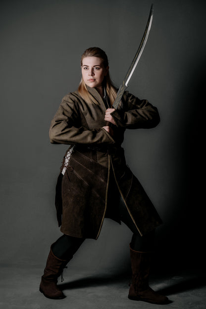 Legolas-inspired long leather coat in Dark brown, view 5