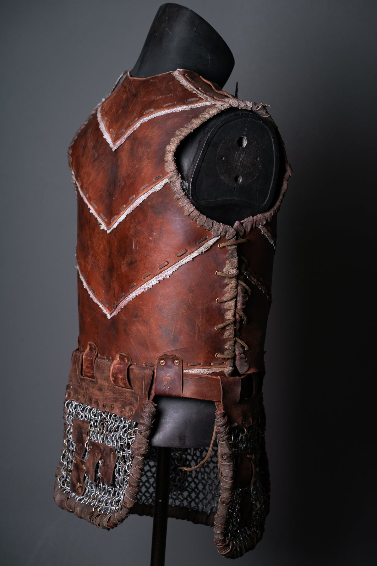 Warlord leather cuirass / body armor in Dark brown, view 5