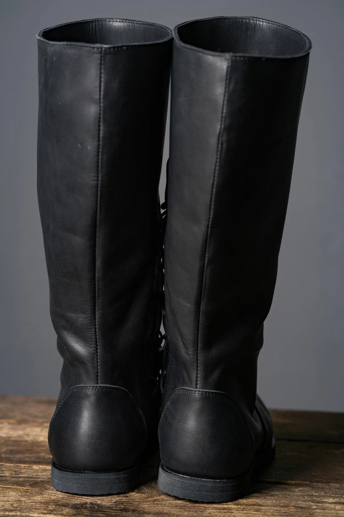 Ragnar-inspired high leather boots in Black, view 6