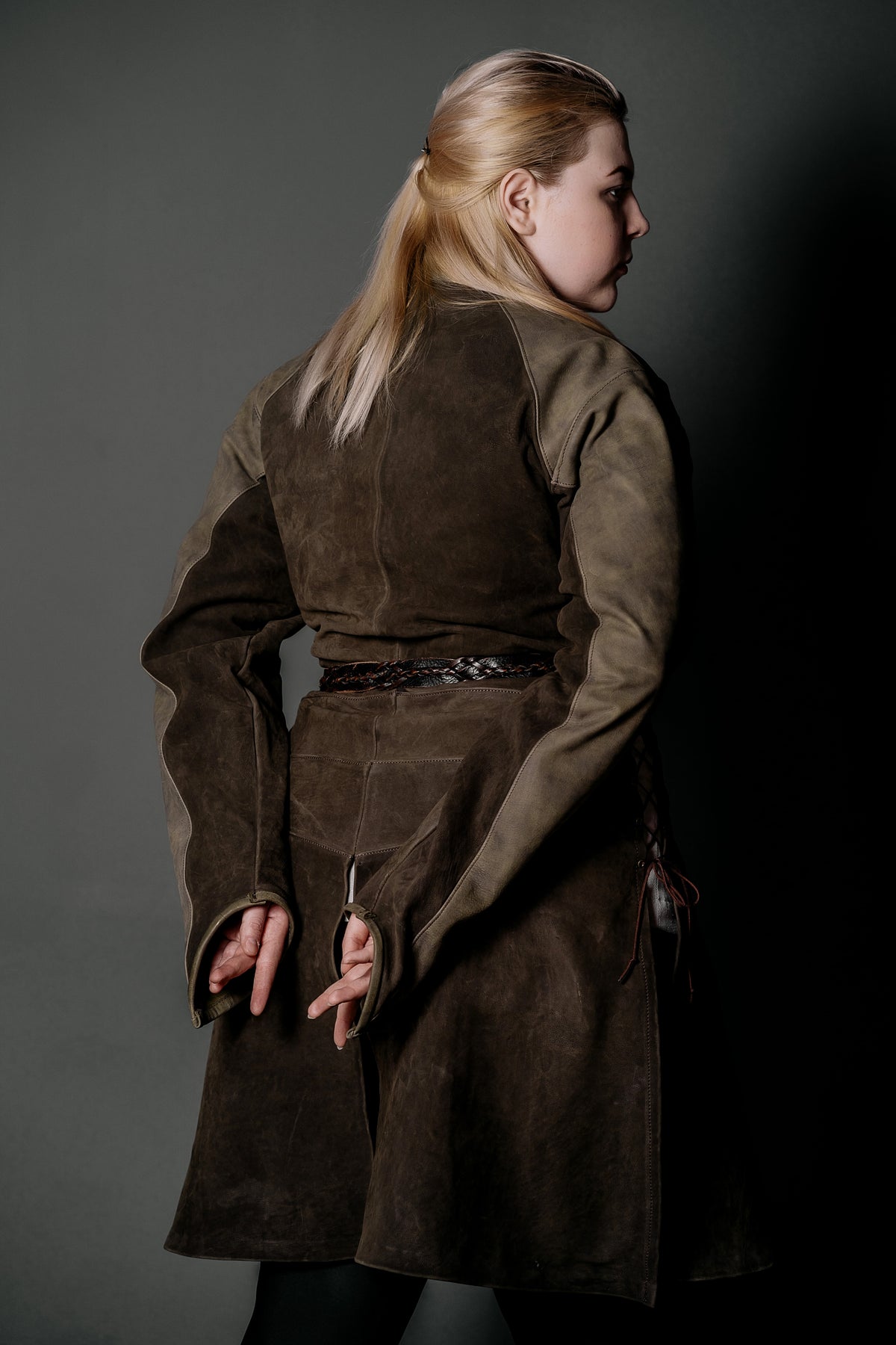 Legolas-inspired long leather coat in Dark brown, view 6