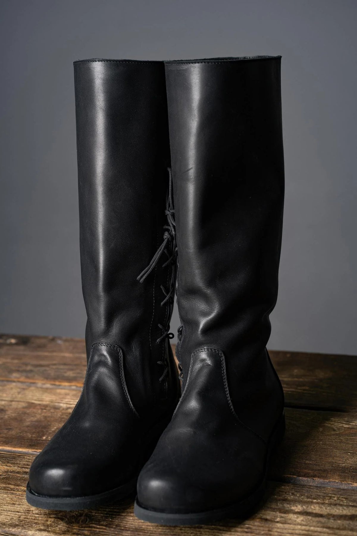 Ragnar-inspired high leather boots in Black, view 7