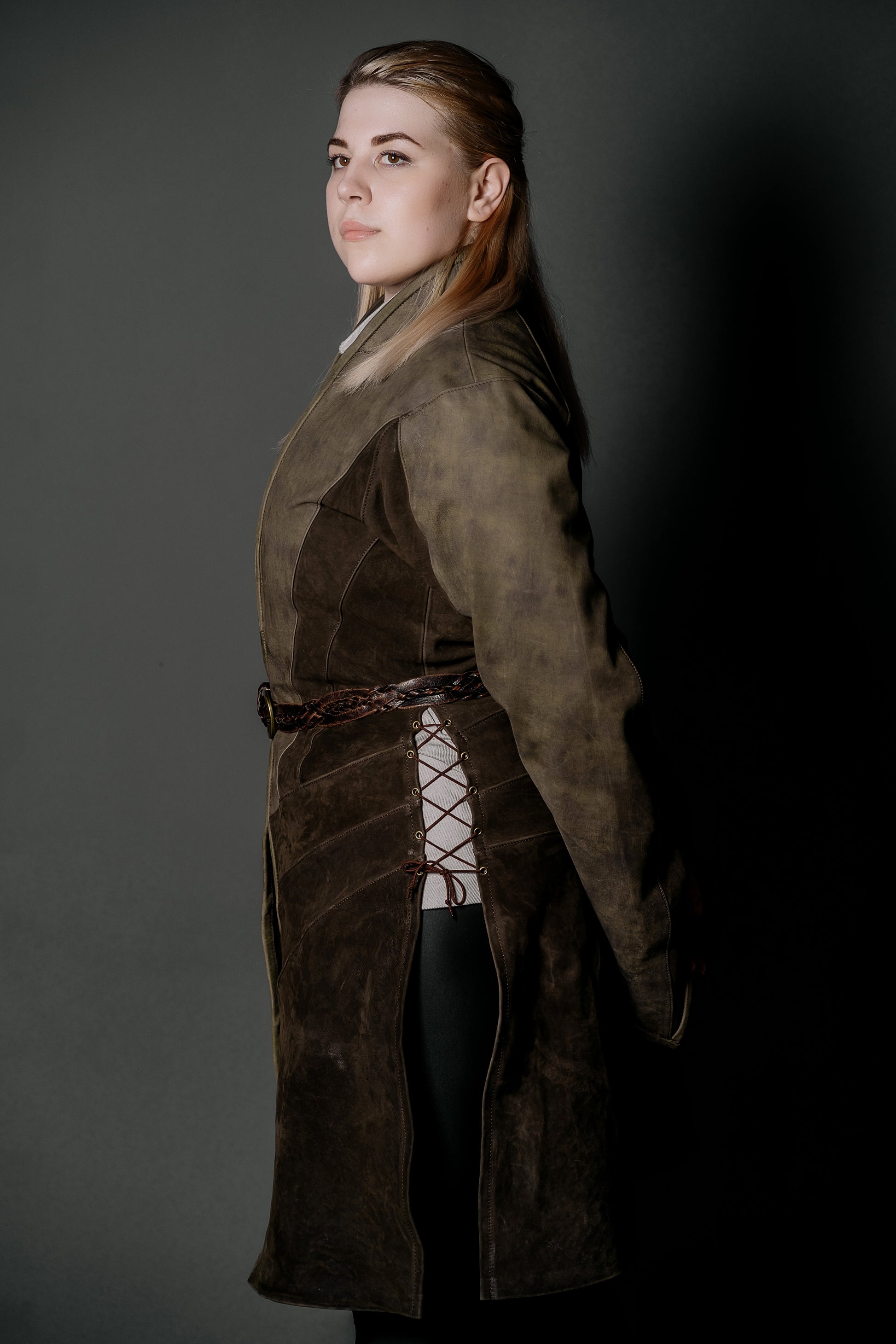 Legolas-inspired long leather coat in Dark brown, view 7