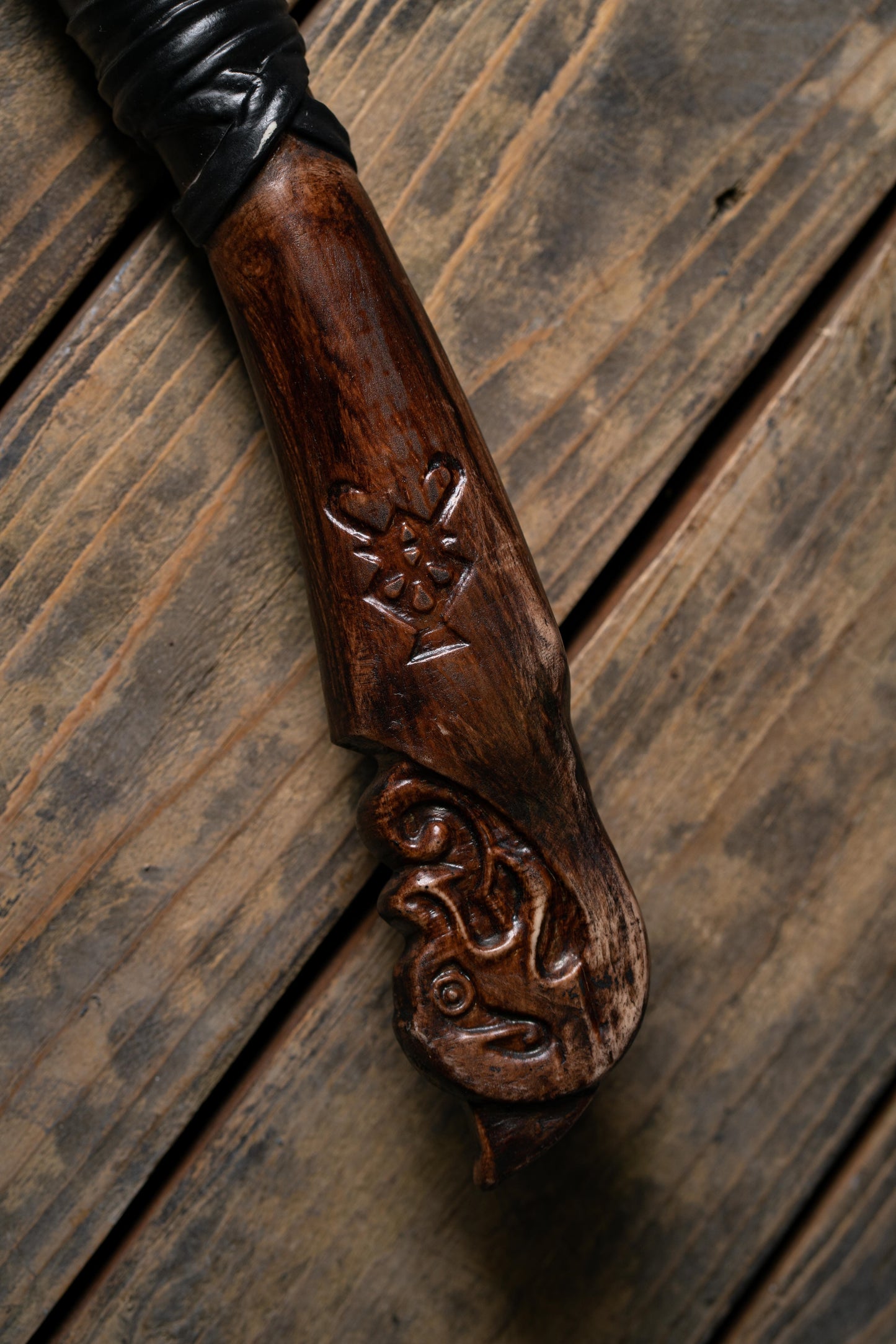 Kratos-inspired Leviathan axe cosplay prop in Brown and silver, view 10