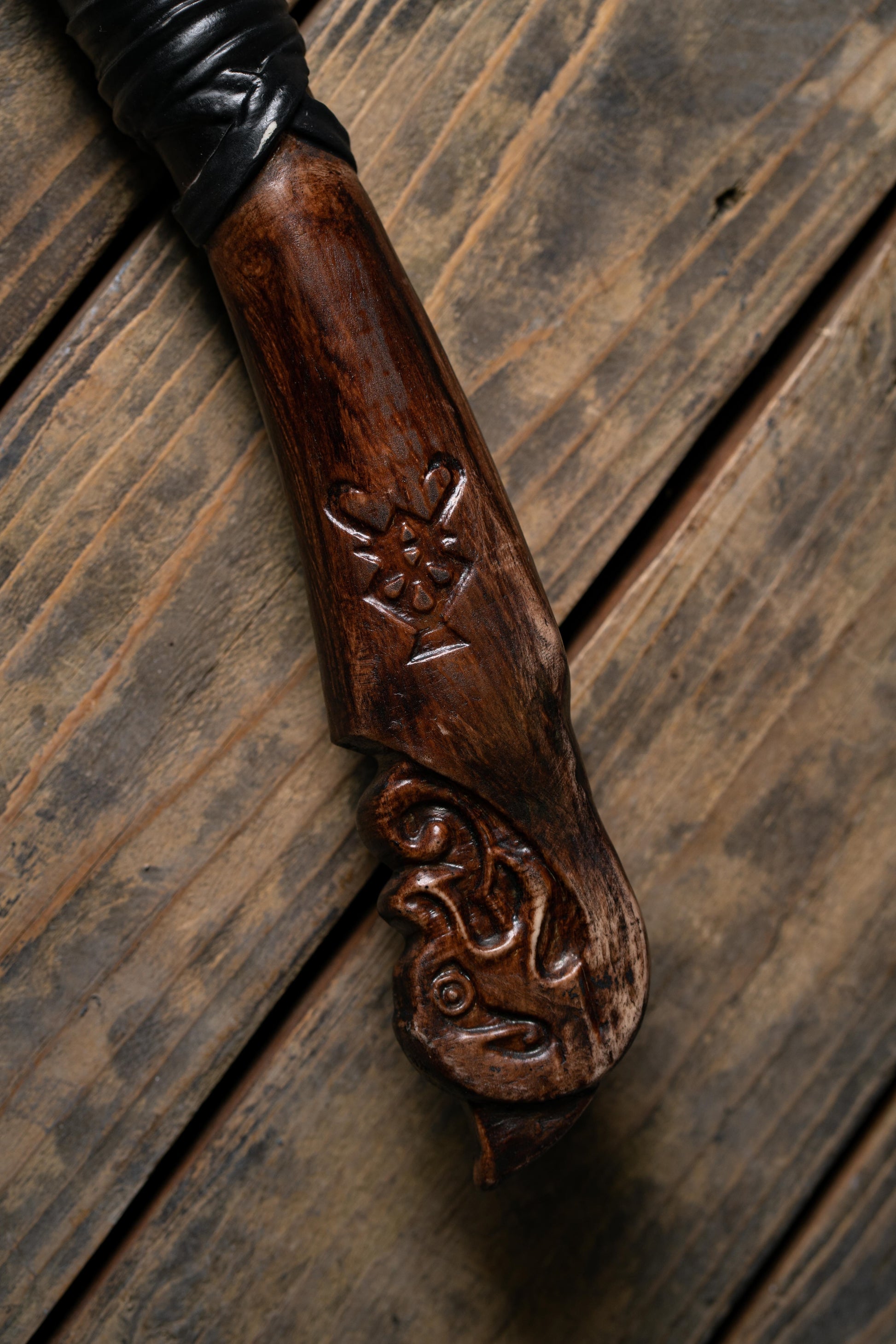 Kratos-inspired Leviathan axe cosplay prop in Brown and silver, view 10
