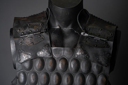 LARP leather cuirass with brass accents