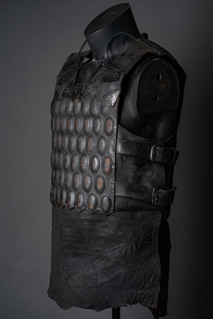 LARP leather cuirass with brass accents