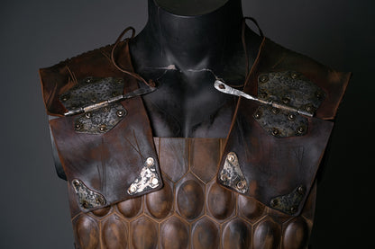 LARP leather cuirass with brass accents