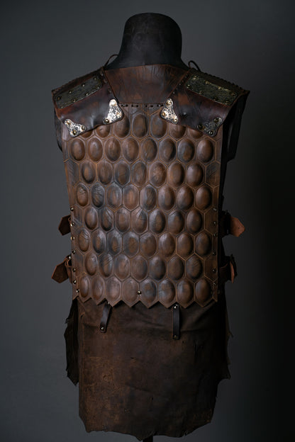 LARP leather cuirass with brass accents